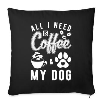 Coffee Dog Lover Agility Training - Throw Pillow Cover 17.5” x 17.5” - black - Front