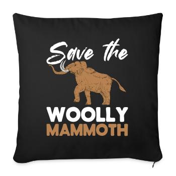 Mammoth Funny Prehistoric Animal - Throw Pillow Cover 17.5” x 17.5” - black - Front