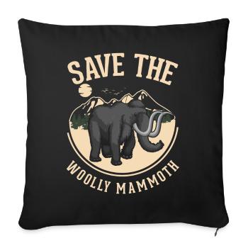 Funny Mammoth Prehistoric Animal - Throw Pillow Cover 17.5” x 17.5” - black - Front