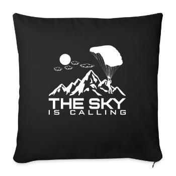 The Sky Is Calling Parachute - Throw Pillow Cover 17.5” x 17.5” - black - Front