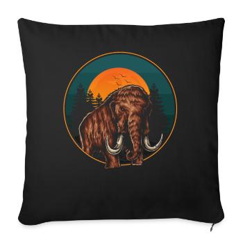 Mammoth Retro Prehistoric Animal - Throw Pillow Cover 17.5” x 17.5” - black - Front