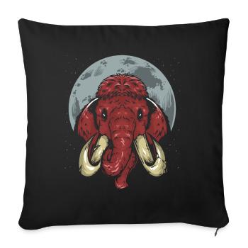 Cute Mammoth Moon Prehistoric Elephant - Throw Pillow Cover 17.5” x 17.5” - black - Front