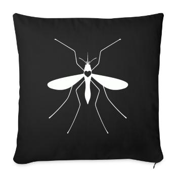Mosquito Silhouette Heart - Throw Pillow Cover 17.5” x 17.5” - black - Front