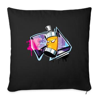 Sprayer Graffiti Street Art Spray Can - Throw Pillow Cover 17.5” x 17.5” - black - Front