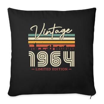 Vintage 1964 Limited Edition Birthday Gift - Throw Pillow Cover 17.5” x 17.5” - black - Front