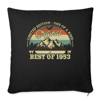 Vintage 1953 Birthday Gift - Throw Pillow Cover 17.5” x 17.5” - black - Front