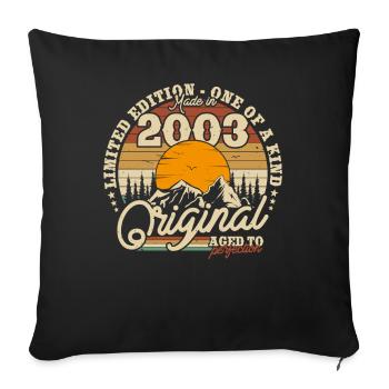 Vintage 2003 Birthday Gift - Throw Pillow Cover 17.5” x 17.5” - black - Front
