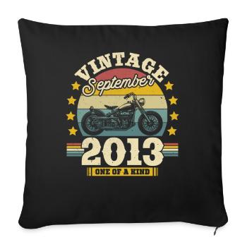 Vintage September 2013 - 10th Birthday Gift - Throw Pillow Cover 17.5” x 17.5” - black - Front