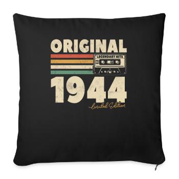 Vintage 1944 Birthday Gift - Throw Pillow Cover 17.5” x 17.5” - black - Front