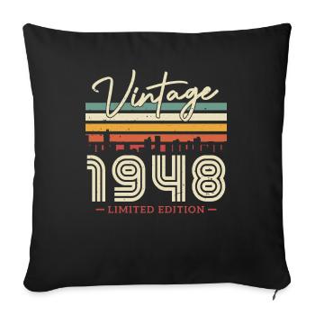 Vintage '48 Limited Gift - Throw Pillow Cover 17.5” x 17.5” - black - Front