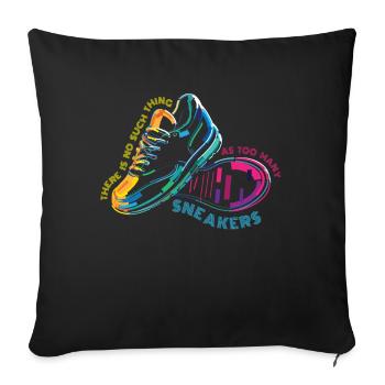 To Many Sneakers Sneaker Turnschuhe - Throw Pillow Cover 17.5” x 17.5” - black - Front