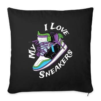 I Love My Sneaker Sneaker Turnschuhe - Throw Pillow Cover 17.5” x 17.5” - black - Front