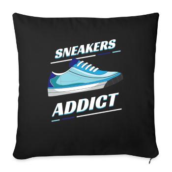 Sneakers Addict Sneaker Turnschuhe - Throw Pillow Cover 17.5” x 17.5” - black - Front