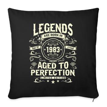 Vintage 1983 Birth Year Tee - Throw Pillow Cover 17.5” x 17.5” - black - Front