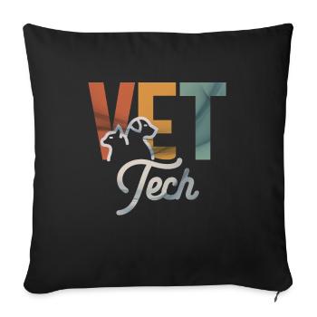 Funny Vet Tech Art Men Women Veterinarian - Throw Pillow Cover 17.5” x 17.5” - black - Front