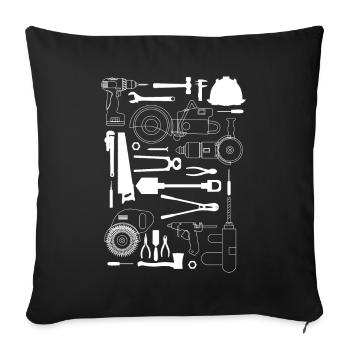 Tools Tool Craftsman - Throw Pillow Cover 17.5” x 17.5” - black - Front
