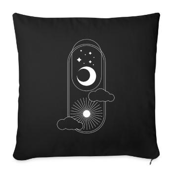 Sun Moon Clouds Stars Universe - Throw Pillow Cover 17.5” x 17.5” - black - Front