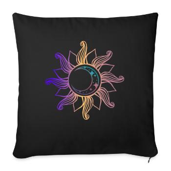 Moon In Sun Spiritual Universe - Throw Pillow Cover 17.5” x 17.5” - black - Front