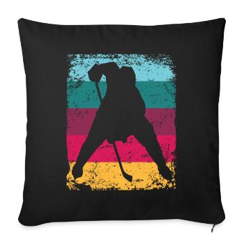 Ice Hockey Player Vintage Ice Hockey - Throw Pillow Cover 17.5” x 17.5” - black - Front