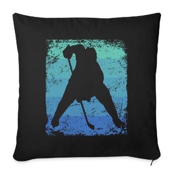 Ice Hockey Player Vintage Ice Hockey - Throw Pillow Cover 17.5” x 17.5” - black - Front