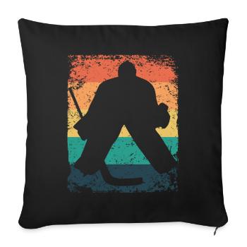 Ice Hockey Player Vintage Ice Hockey - Throw Pillow Cover 17.5” x 17.5” - black - Front