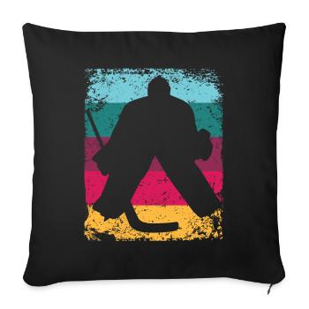 Ice Hockey Player Vintage Ice Hockey - Throw Pillow Cover 17.5” x 17.5” - black - Front