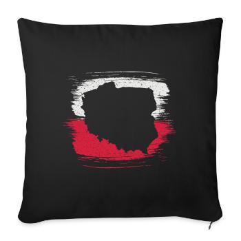 Brushstrokes Map of Poland - Throw Pillow Cover 17.5” x 17.5” - black - Front