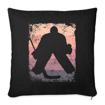 Ice Hockey Player Vintage Ice Hockey - Throw Pillow Cover 17.5” x 17.5” - black - Front