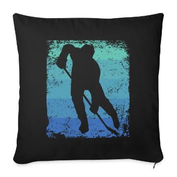 Ice Hockey Player Vintage Ice Hockey - Throw Pillow Cover 17.5” x 17.5” - black - Front