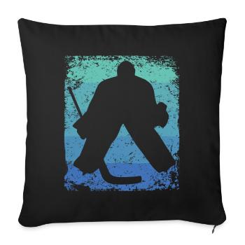 Ice Hockey Player Vintage Ice Hockey - Throw Pillow Cover 17.5” x 17.5” - black - Front