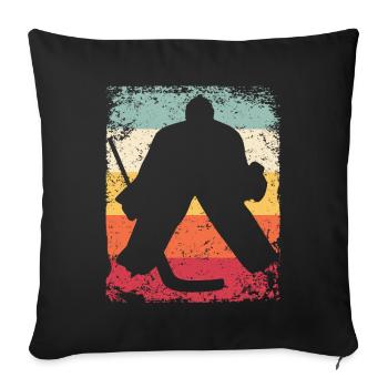 Ice Hockey Player Vintage Ice Hockey - Throw Pillow Cover 17.5” x 17.5” - black - Front