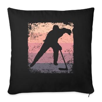 Ice Hockey Player Vintage Ice Hockey - Throw Pillow Cover 17.5” x 17.5” - black - Front