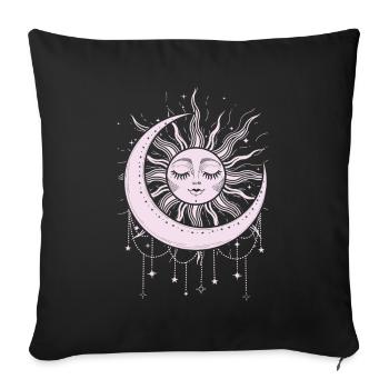 Moon and Sun Esoteric Universe - Throw Pillow Cover 17.5” x 17.5” - black - Front