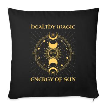 Healthy Magic Sun Moon Universe - Throw Pillow Cover 17.5” x 17.5” - black - Front