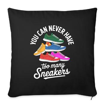 To Many Sneakers Sneaker Turnschuhe - Throw Pillow Cover 17.5” x 17.5” - black - Front