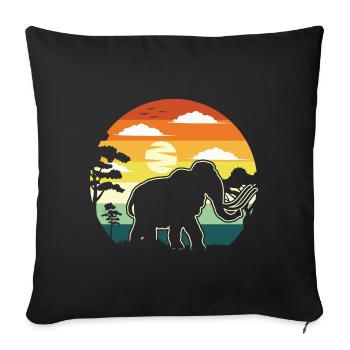 Vintage Prehistoric Animal Mammoth - Throw Pillow Cover 17.5” x 17.5” - black - Front