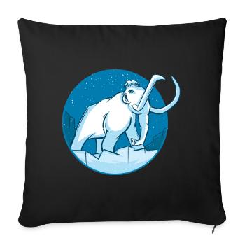 Winter Mammoth Prehistoric Elephant - Throw Pillow Cover 17.5” x 17.5” - black - Front