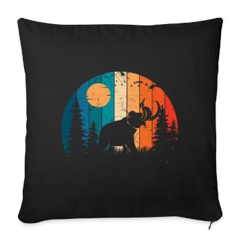 Retro Prehistoric Animal Mammoth - Throw Pillow Cover 17.5” x 17.5” - black - Front