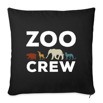 Zoo Trip Bear Cheetah Elephant - Throw Pillow Cover 17.5” x 17.5” - black - Front
