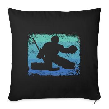 Ice Hockey Player Vintage Ice Hockey - Throw Pillow Cover 17.5” x 17.5” - black - Front