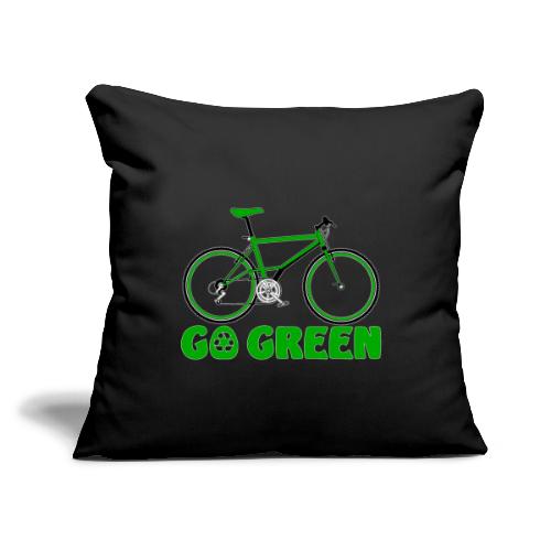 Go Green Earth Day Bike - Throw Pillow Cover 17.5” x 17.5”