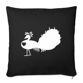Peacock Silhouette Heart - Throw Pillow Cover 17.5” x 17.5” - black - Front