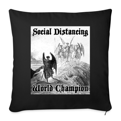 Social Distancing World Champion - Throw Pillow Cover 17.5” x 17.5”
