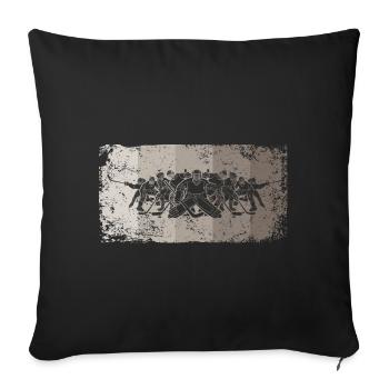 Ice Hockey Player Vintage Ice Hockey - Throw Pillow Cover 17.5” x 17.5” - black - Front