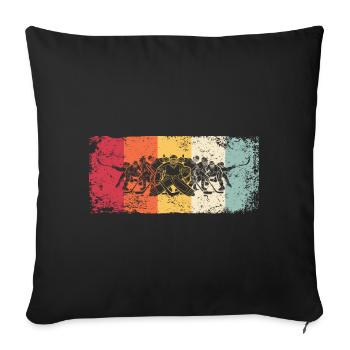 Ice Hockey Player Vintage Ice Hockey - Throw Pillow Cover 17.5” x 17.5” - black - Front