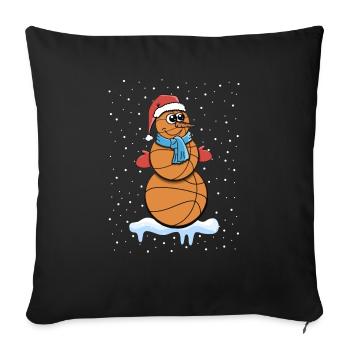 Basket Ball Snowman - Throw Pillow Cover 17.5” x 17.5” - black - Front