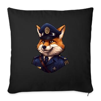 Fox policeman - Throw Pillow Cover 17.5” x 17.5” - black - Front