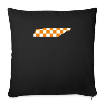 Tennessee Checkerboard State Shirt Sticker - Throw Pillow Cover 17.5” x 17.5” - black - Front