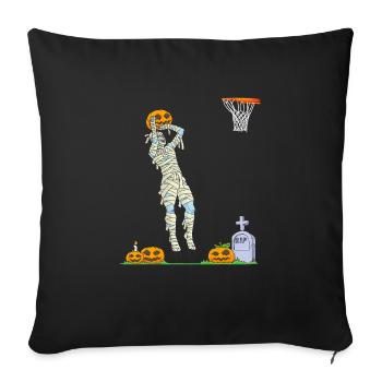 Funny Mummy Basketball Halloween Pumpkin - Throw Pillow Cover 17.5” x 17.5” - black - Front