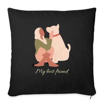 Dog love,loyalty,pet - Throw Pillow Cover 17.5” x 17.5” - black - Front